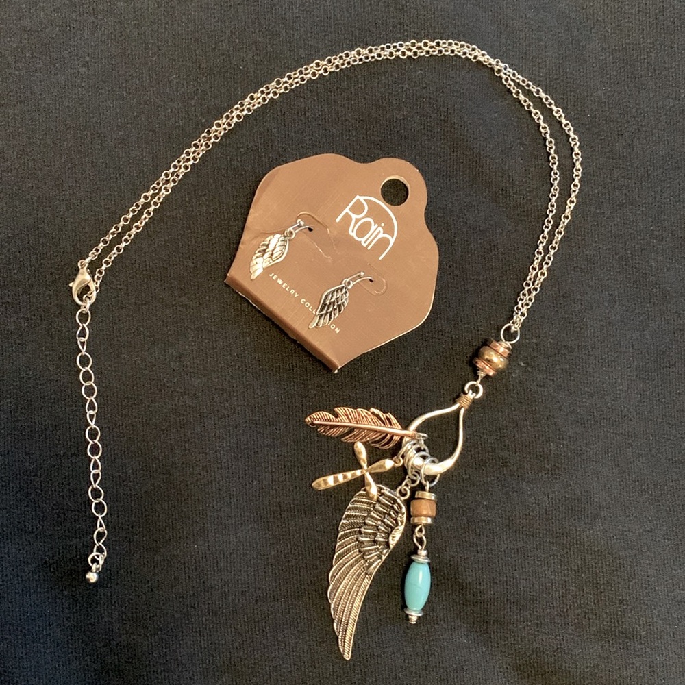 Silver and Turquoise Wing Necklace